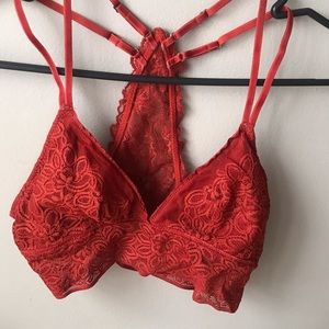 Burnt orange/red Aerie bralette.